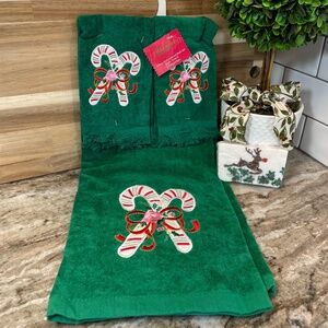 Holiday Candy Cane Bath & Hand Towel Set & Primal Elements Handmade Rudolph Soap